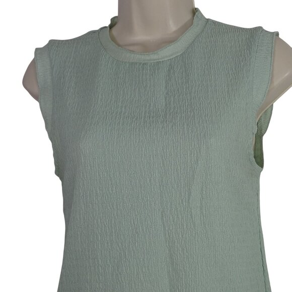 Wishlist Mint Green Woven Sleeveless Top Women Size S High Neck Textured - Picture 2 of 8